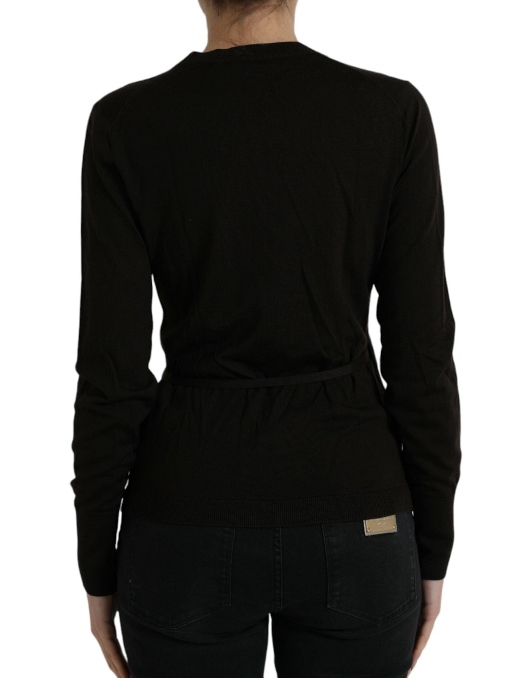Women’s Dolce &amp; Gabbana Black Wool V-neck Crossed Cardigan Sweater