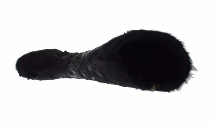 Women’s Dolce &amp; Gabbana Black Xiangao Lamb Fur Leather Boots Shoes