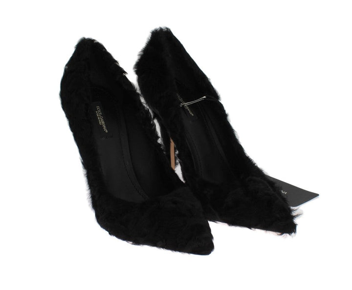Women’s Dolce &amp; Gabbana Black Xiangao Lamb Fur Leather Pumps