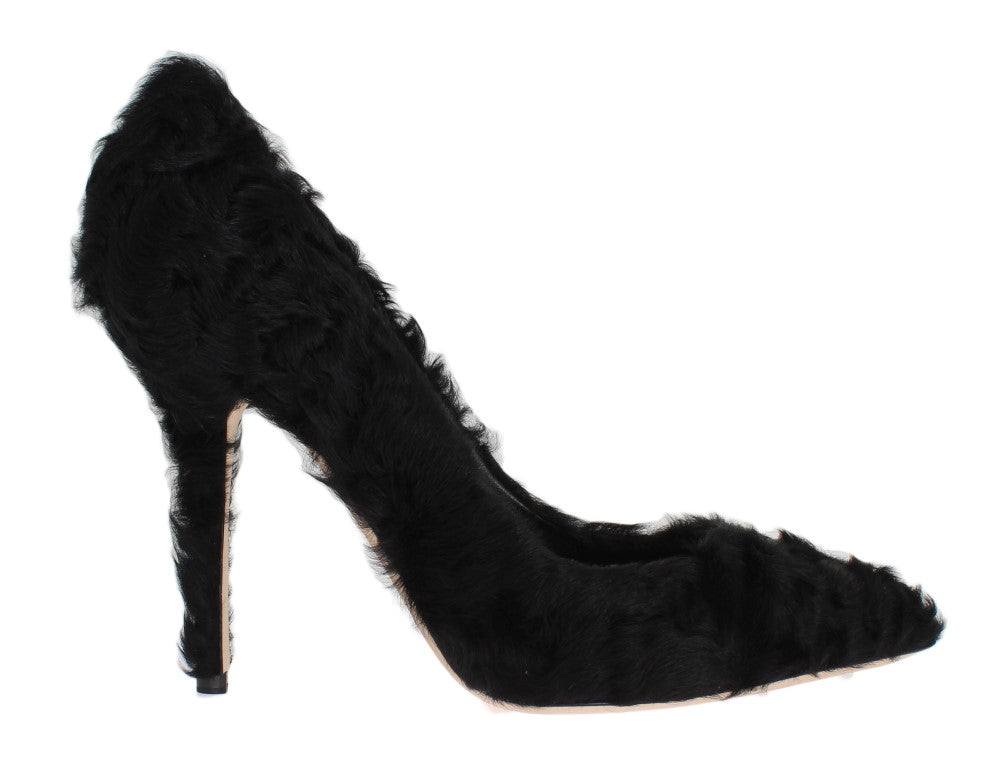 Women’s Dolce & Gabbana Black Xiangao Lamb Fur Leather Pumps