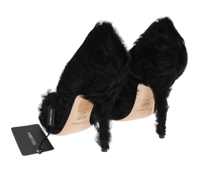 Women’s Dolce &amp; Gabbana Black Xiangao Lamb Fur Leather Pumps