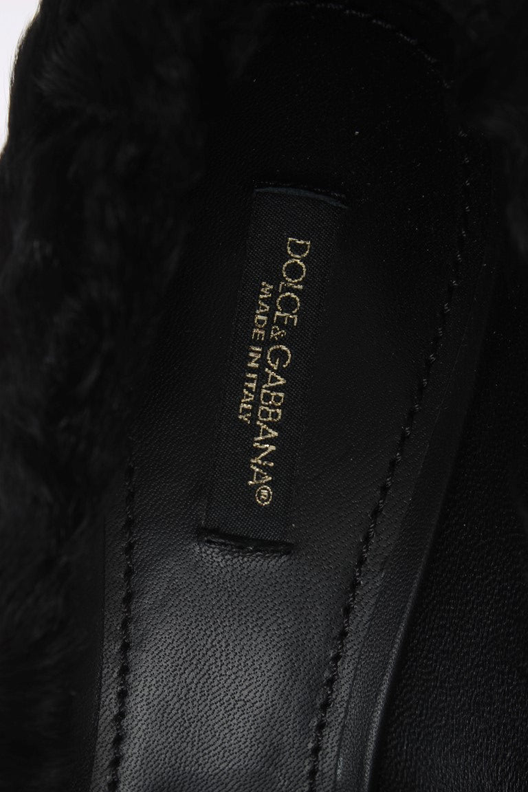 Women’s Dolce &amp; Gabbana Black Xiangao Lamb Fur Leather Pumps