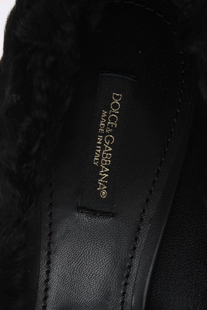 Women’s Dolce &amp; Gabbana Black Xiangao Lamb Fur Leather Pumps