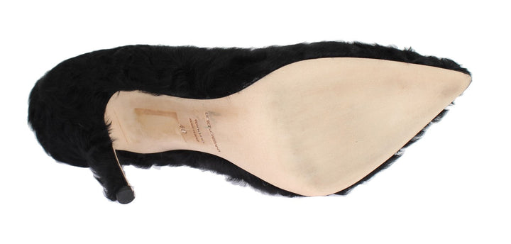 Women’s Dolce &amp; Gabbana Black Xiangao Lamb Fur Leather Pumps