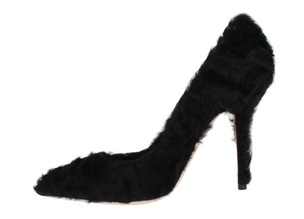 Women’s Dolce & Gabbana Black Xiangao Lamb Fur Leather Pumps