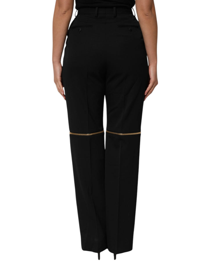 Women’s Dolce &amp; Gabbana Black Zip Detailed Wool Straight Leg Pants