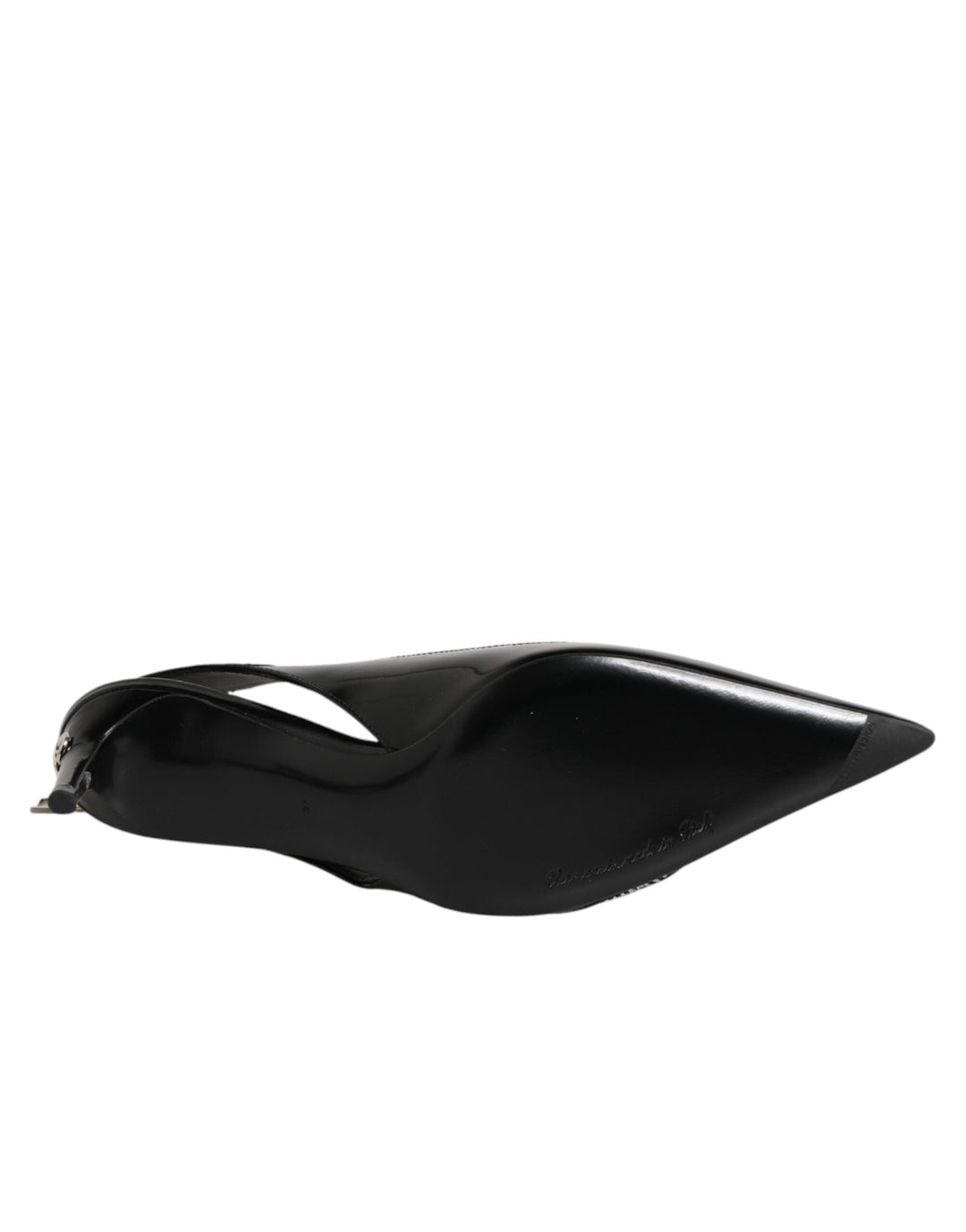 Women’s Dolce &amp; Gabbana Black Zipper Leather Heels Slingbacks Shoes