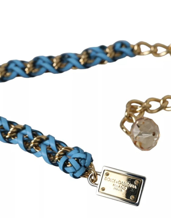 Women’s Dolce &amp; Gabbana Blue Braided Gold Brass Chain Waist Belt
