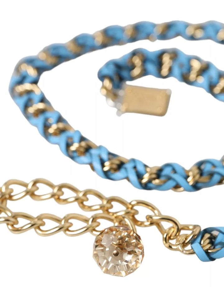 Women’s Dolce &amp; Gabbana Blue Braided Gold Brass Chain Waist Belt