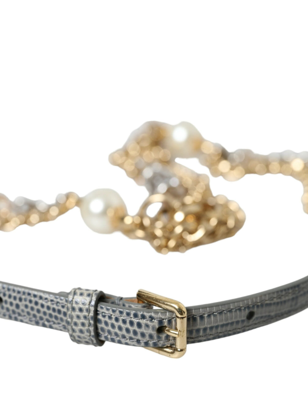 Women’s Dolce &amp; Gabbana Blue Braided Gold Brass Chain Waist Belt