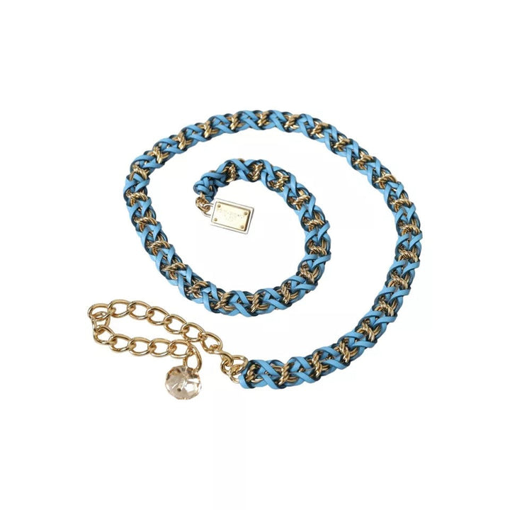 Women’s Dolce &amp; Gabbana Blue Braided Gold Brass Chain Waist Belt