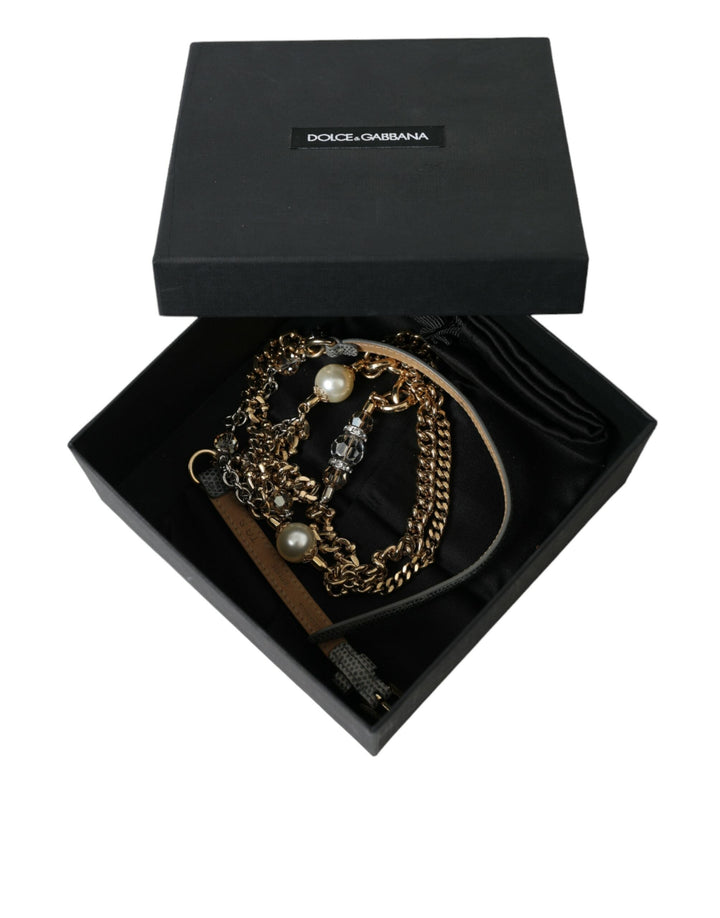 Women’s Dolce &amp; Gabbana Blue Braided Gold Brass Chain Waist Belt