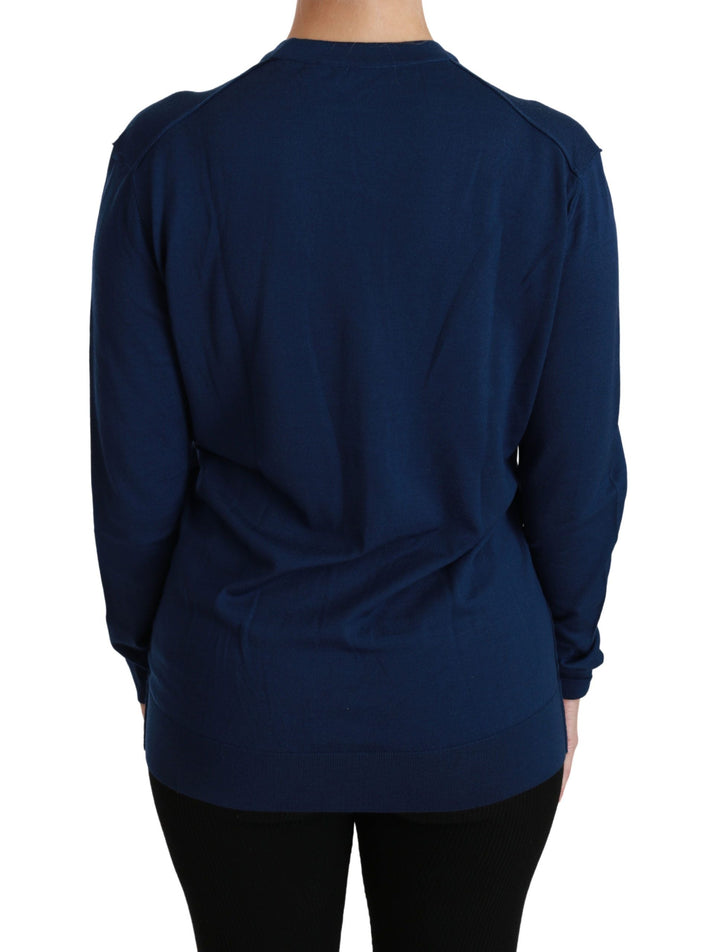 Women’s Dolce &amp; Gabbana Blue Button Cardigan Virgin Wool Sweater
