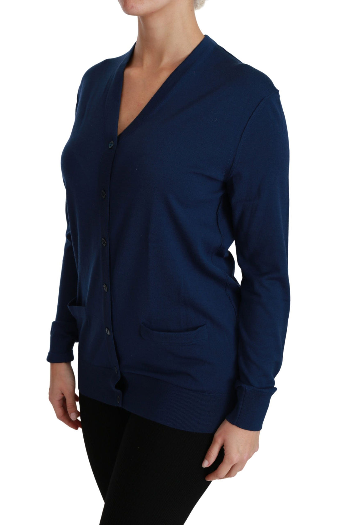 Women’s Dolce &amp; Gabbana Blue Button Cardigan Virgin Wool Sweater