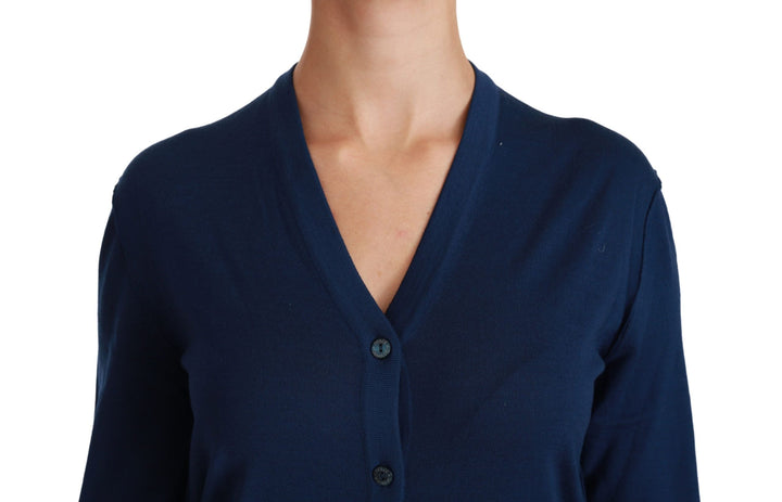 Women’s Dolce &amp; Gabbana Blue Button Cardigan Virgin Wool Sweater