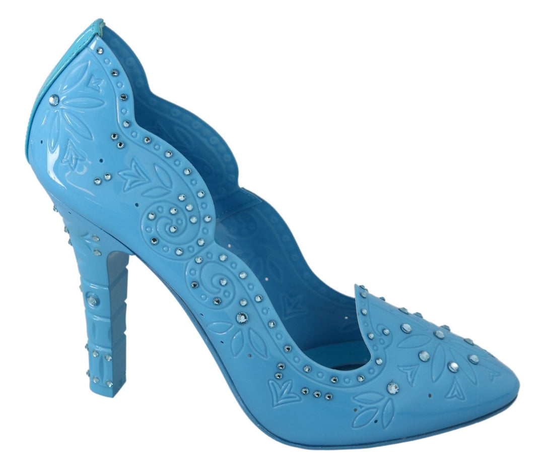 Women’s Dolce & Gabbana Blue Crystal Floral Cinderella Heels Shoes