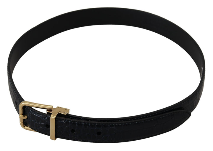 Women’s Dolce &amp; Gabbana Blue Exotic Leather Gold Metal Buckle Belt