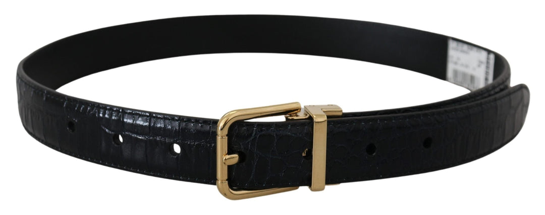 Women’s Dolce &amp; Gabbana Blue Exotic Leather Gold Metal Buckle Belt