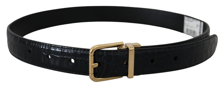 Women’s Dolce &amp; Gabbana Blue Exotic Leather Gold Metal Buckle Belt