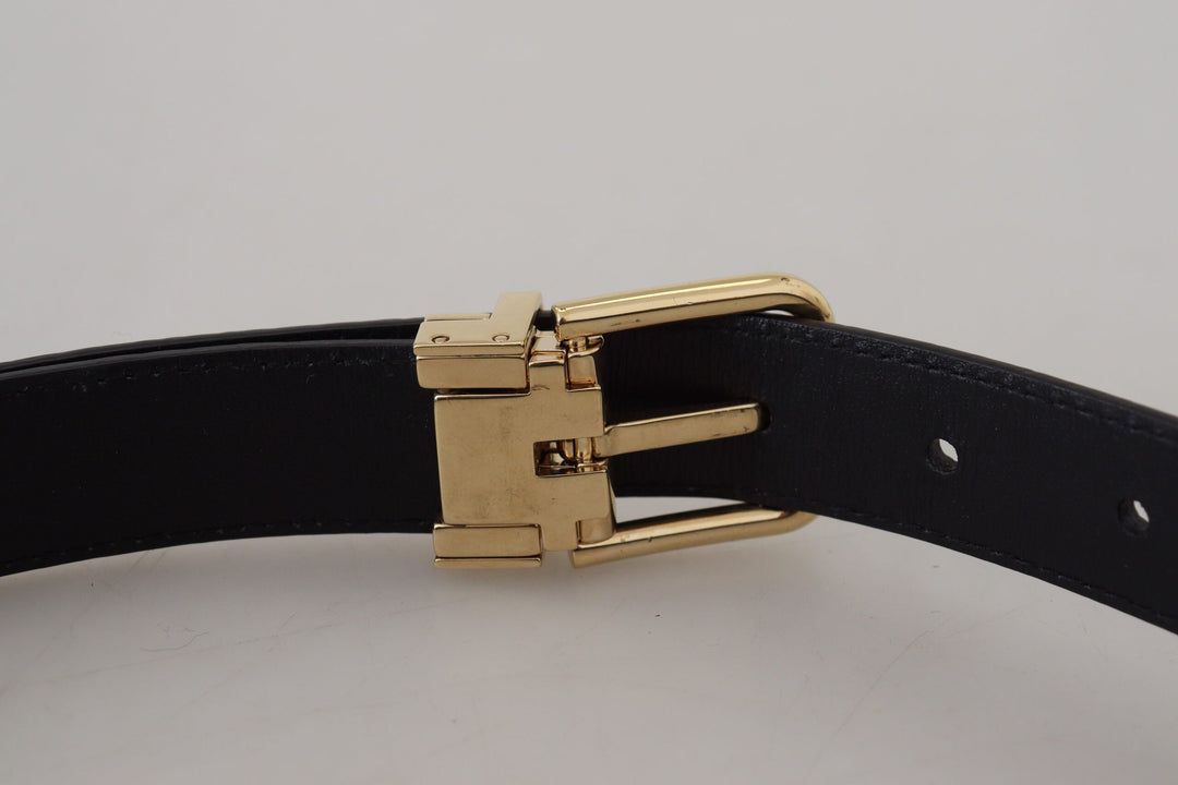 Women’s Dolce &amp; Gabbana Blue Exotic Leather Gold Metal Buckle Belt