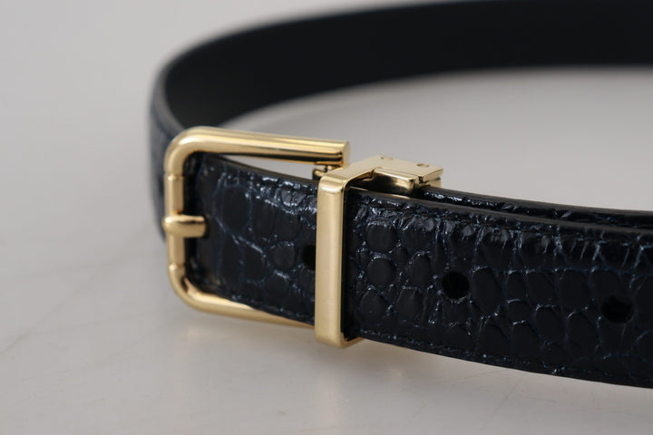 Women’s Dolce &amp; Gabbana Blue Exotic Leather Gold Metal Buckle Belt