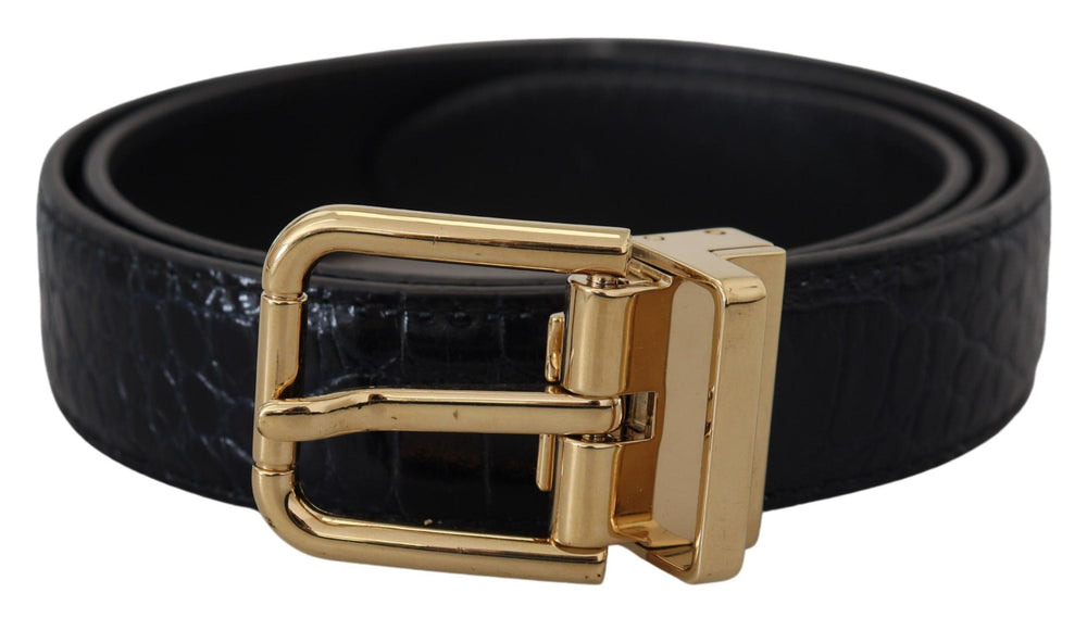 Women’s Dolce & Gabbana Blue Exotic Leather Gold Metal Buckle Belt
