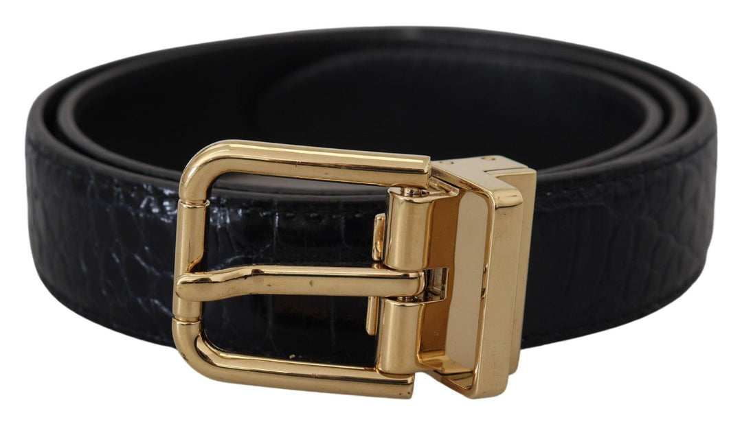 Women’s Dolce &amp; Gabbana Blue Exotic Leather Gold Metal Buckle Belt