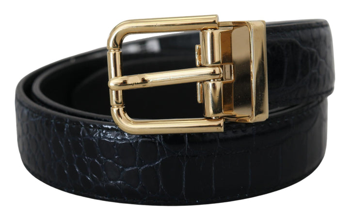 Women’s Dolce &amp; Gabbana Blue Exotic Leather Gold Metal Buckle Belt