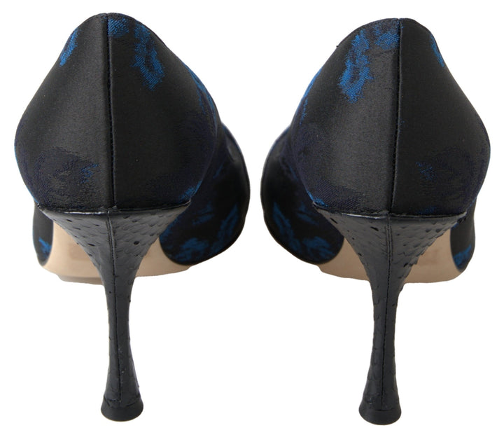 Women’s Dolce &amp; Gabbana Blue Floral Ayers Crystal Pumps Shoes