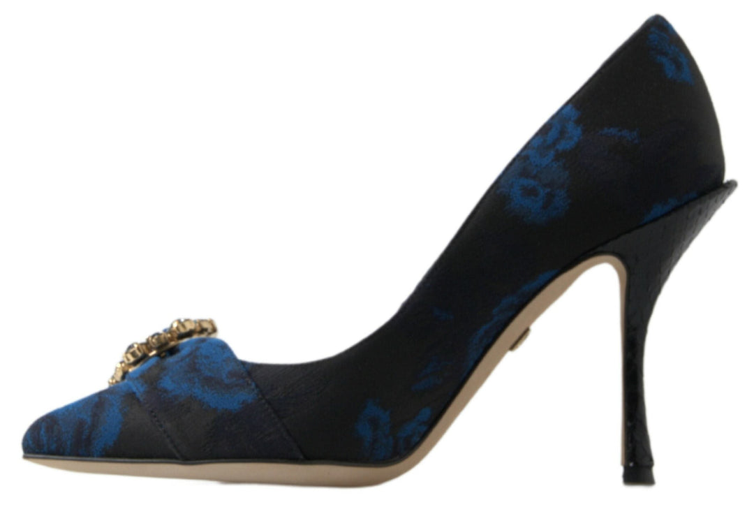 Women’s Dolce & Gabbana Blue Floral Ayers Crystal Pumps Shoes