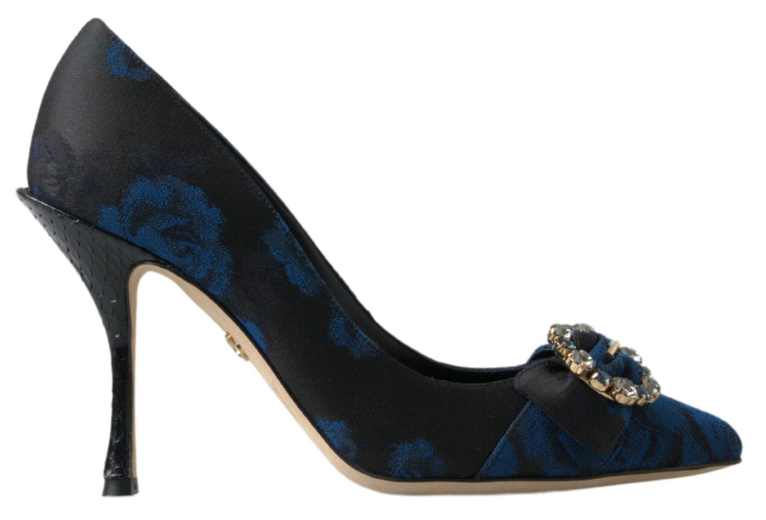 Women’s Dolce &amp; Gabbana Blue Floral Ayers Crystal Pumps Shoes