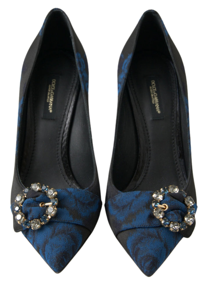Women’s Dolce &amp; Gabbana Blue Floral Ayers Crystal Pumps Shoes
