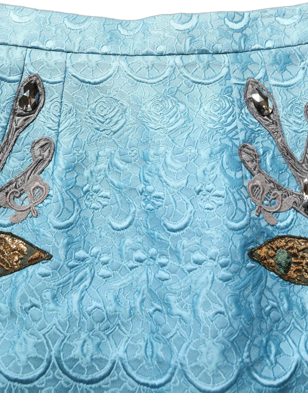 Women’s Dolce &amp; Gabbana Blue Jacquard Embroidered A-line Midi Skirt