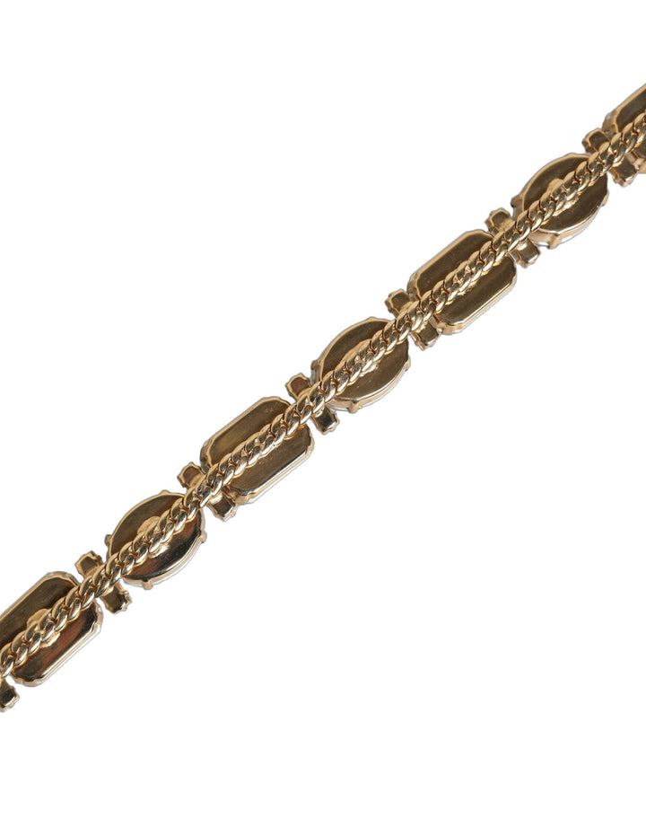 Women’s Dolce &amp; Gabbana Blue Leather Crystal Chain Embellished Belt