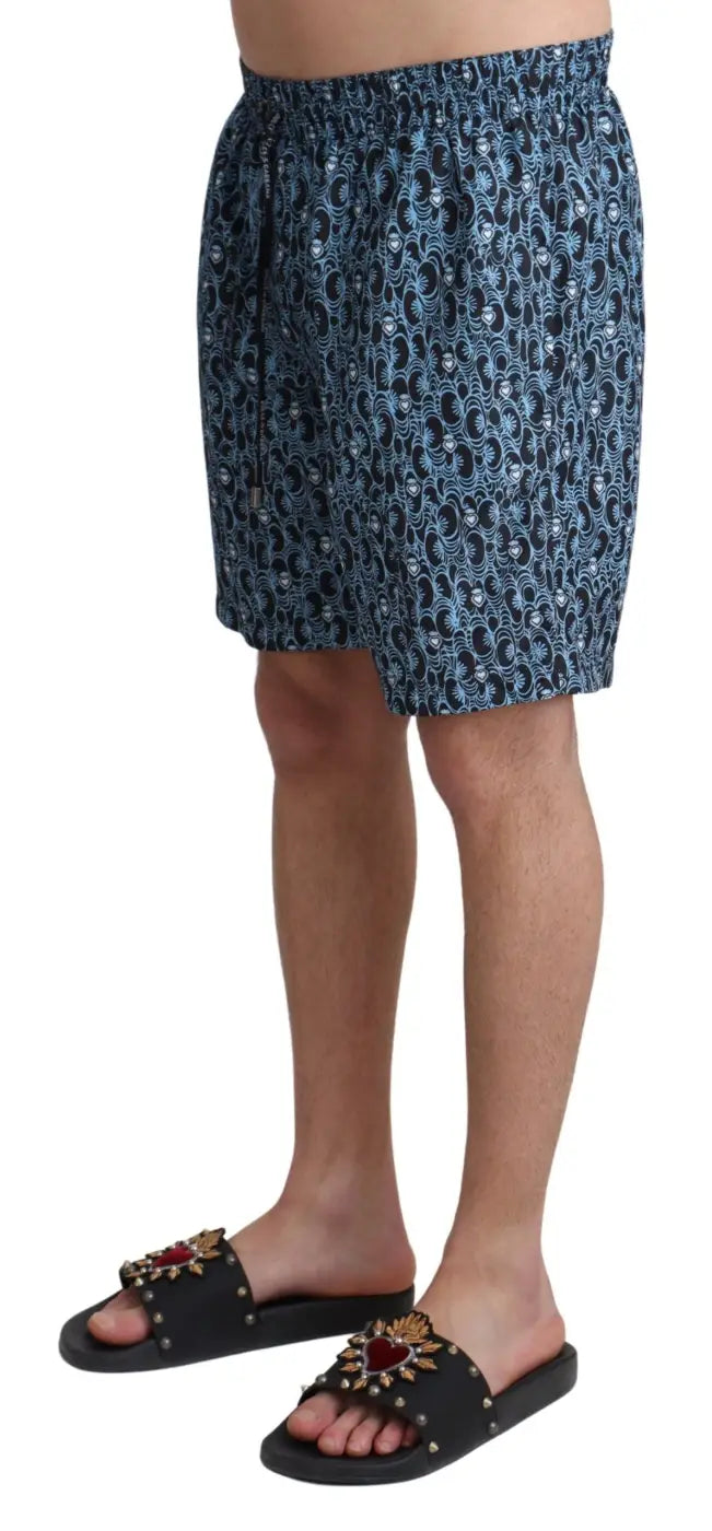 Women’s Dolce & Gabbana Blue Patterned Print Beachwear Shorts Swimwear