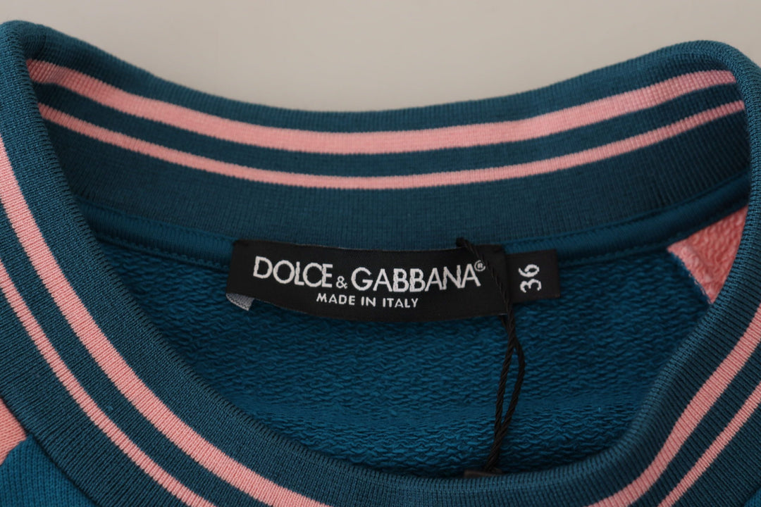 Women’s Dolce &amp; Gabbana Blue Pink Queen Sequin Crystal Sweater