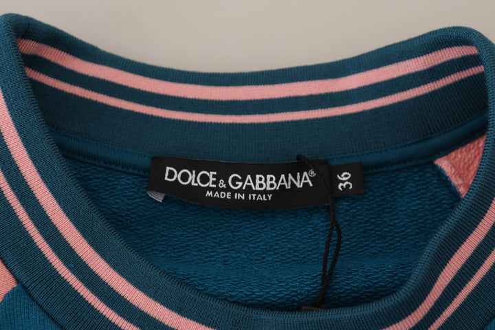 Women’s Dolce &amp; Gabbana Blue Pink Queen Sequin Crystal Sweater