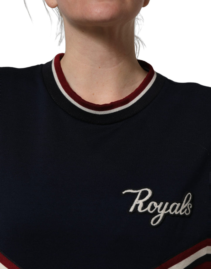 Women’s Dolce &amp; Gabbana Blue Red Paneled ?Royals’ Patch Sweatshirt Sweater