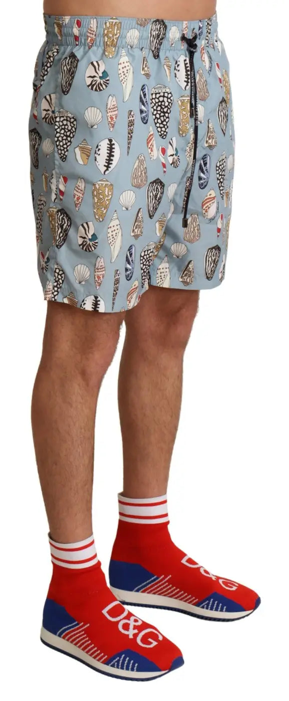 Women’s Dolce &amp; Gabbana Blue Seashell Beachwear Swimwear Shorts