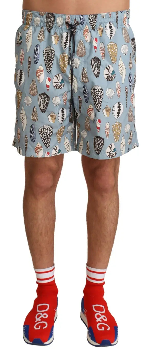 Women’s Dolce &amp; Gabbana Blue Seashell Beachwear Swimwear Shorts