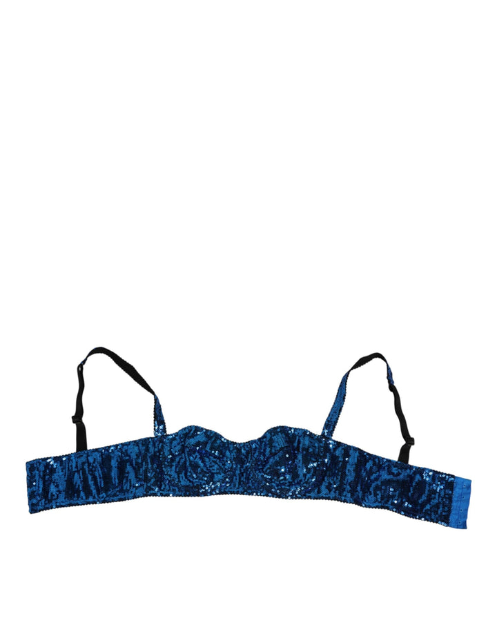 Women’s Dolce &amp; Gabbana Blue Sequin Embellished Balconnet Bra Underwear
