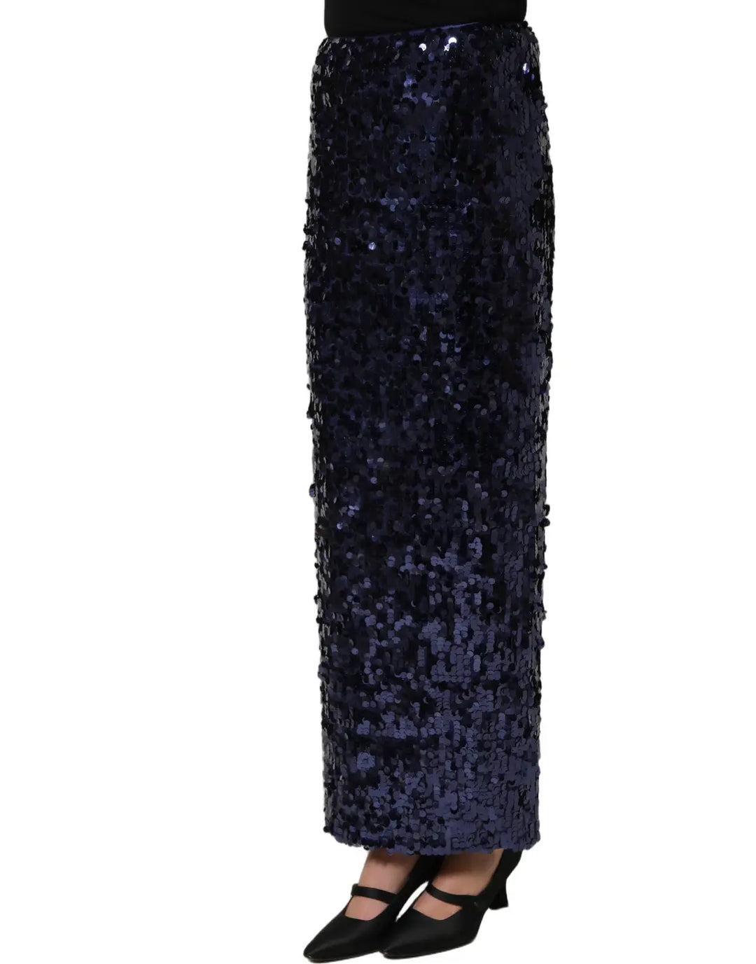 Women’s Dolce &amp; Gabbana Blue Sequin High Waist Pencilcut Midi Skirt