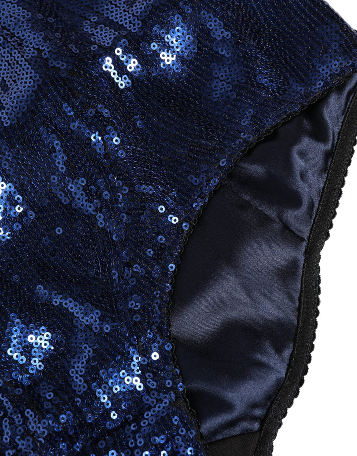 Women’s Dolce &amp; Gabbana Blue Sequined High Waist Girdle Panty Underwear