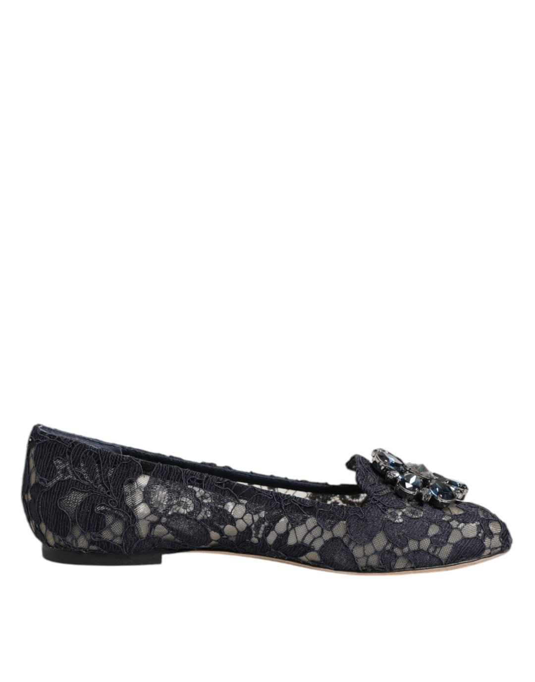 Women’s Dolce &amp; Gabbana Blue Taormina Lace Crystals Flats Shoes