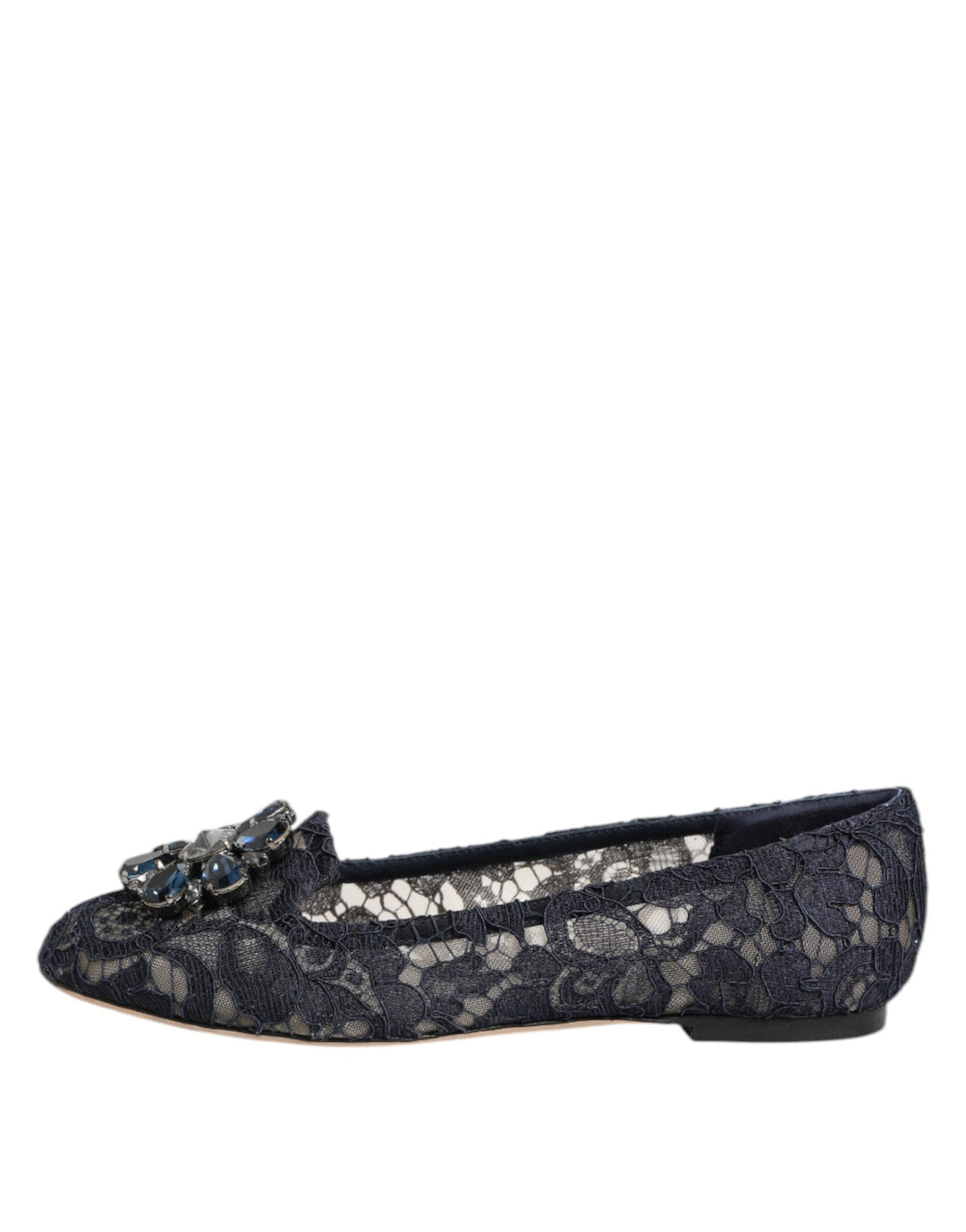 Women’s Dolce &amp; Gabbana Blue Taormina Lace Crystals Flats Shoes