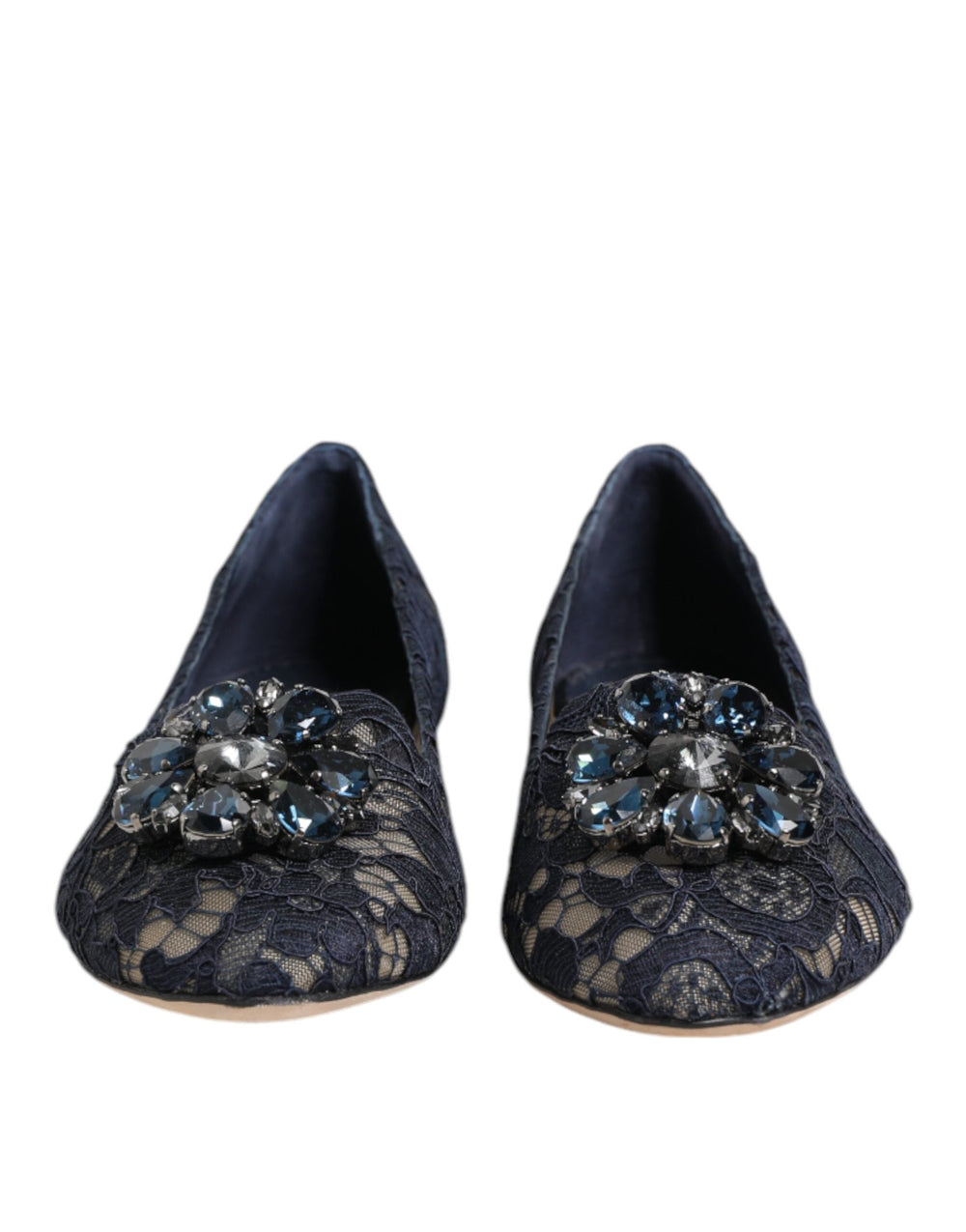 Women’s Dolce & Gabbana Blue Taormina Lace Crystals Flats Shoes