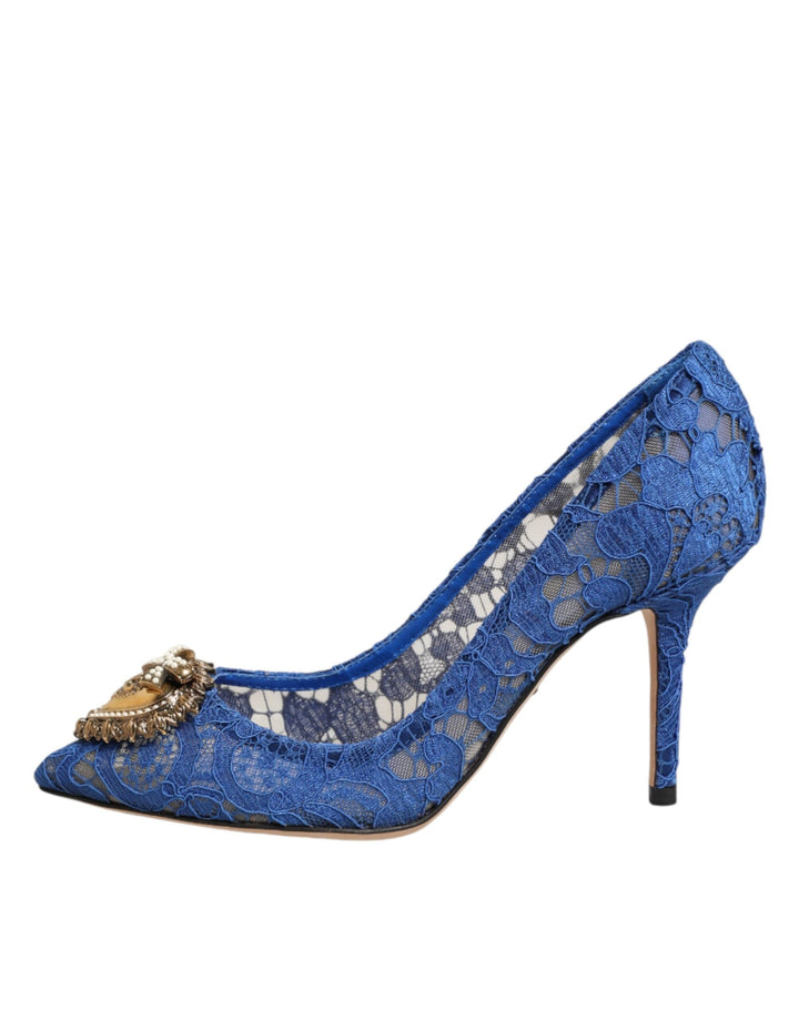 Women’s Dolce &amp; Gabbana Blue Taormina Lace Devotion Pumps Shoes