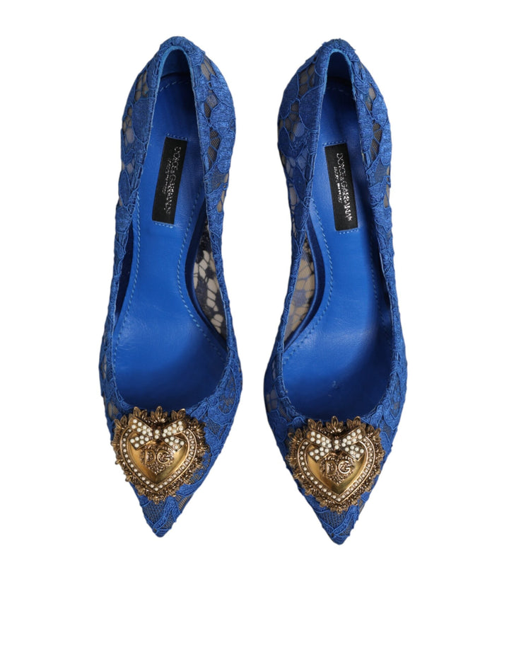 Women’s Dolce &amp; Gabbana Blue Taormina Lace Devotion Pumps Shoes