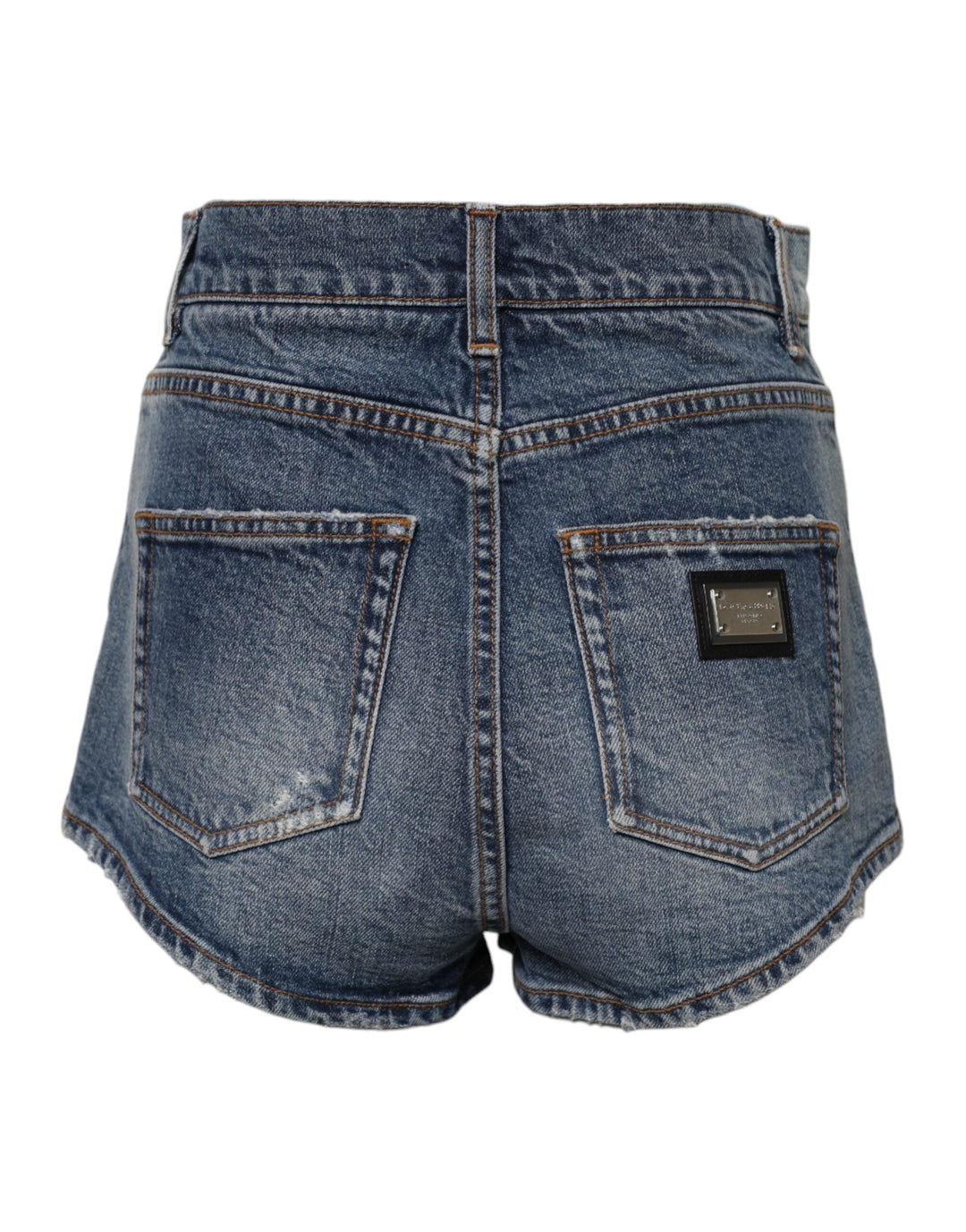 Women’s Dolce &amp; Gabbana Blue Tattered Denim Cotton Hot Pants Shorts