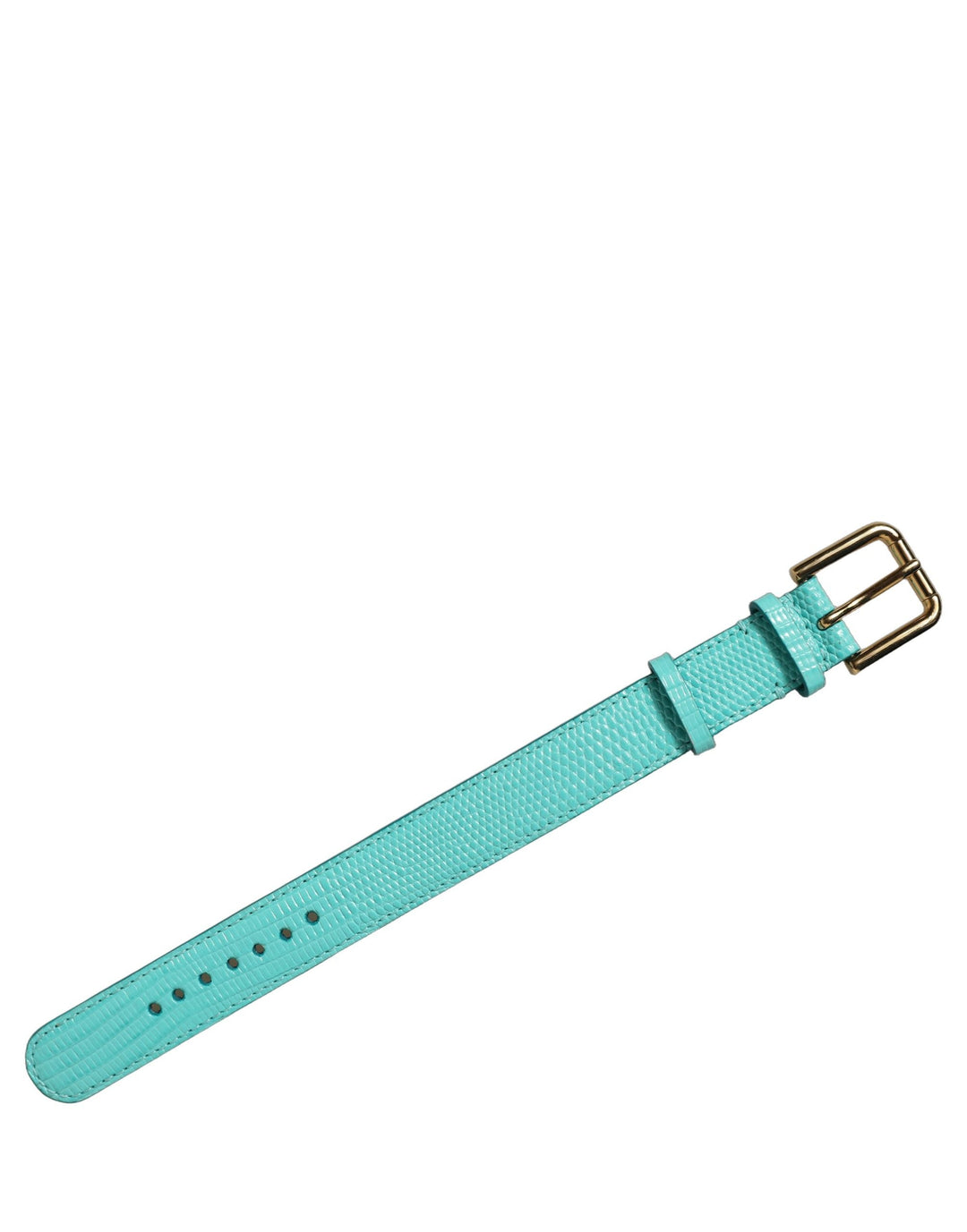 Women’s Dolce &amp; Gabbana Blue Textured Leather Gold Buckle Belt Strap Bracelet